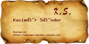 Kazimér Sándor névjegykártya